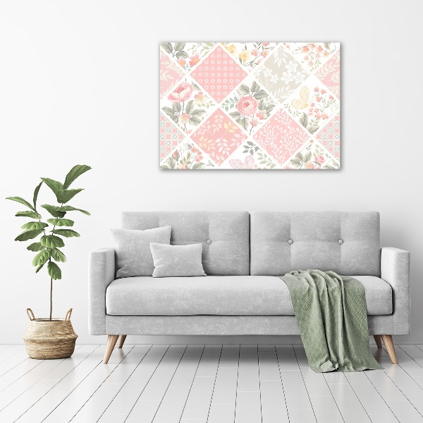 Wall art on glass Roses and butterflies pattern