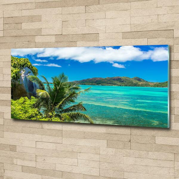 Glass art picture Seychelles coast