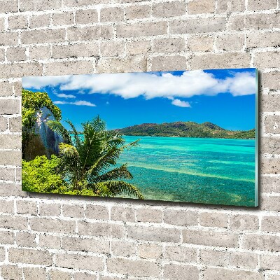 Glass art picture Seychelles coast