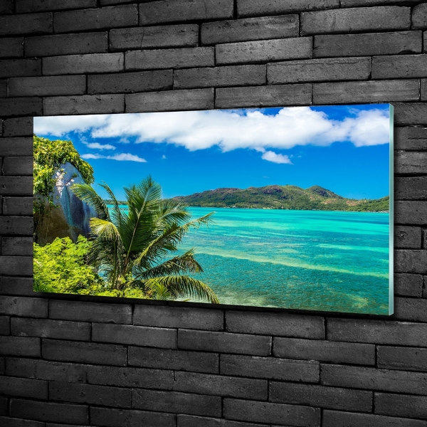 Glass art picture Seychelles coast