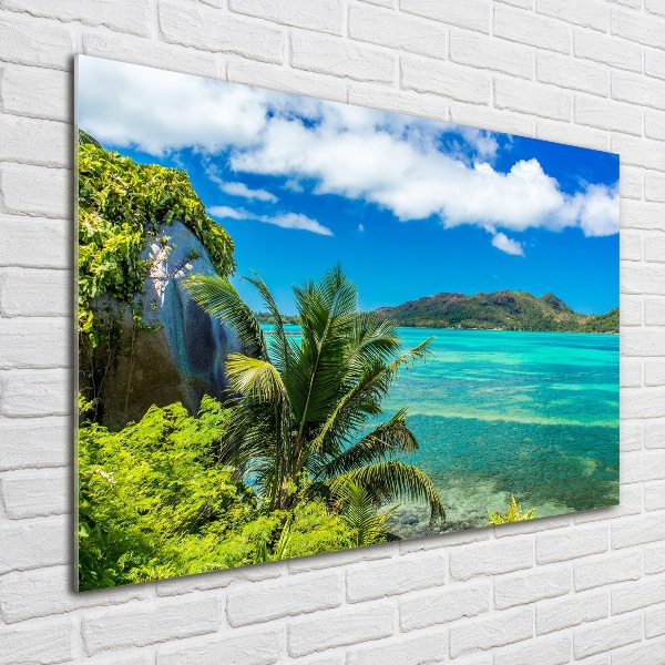 Glass art picture Seychelles coast