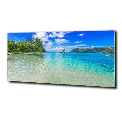 Glass art picture Seychelles beach