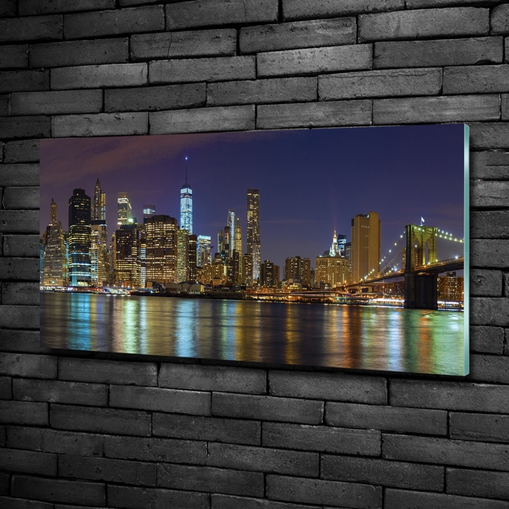 Glass wall art large Manhattan at night