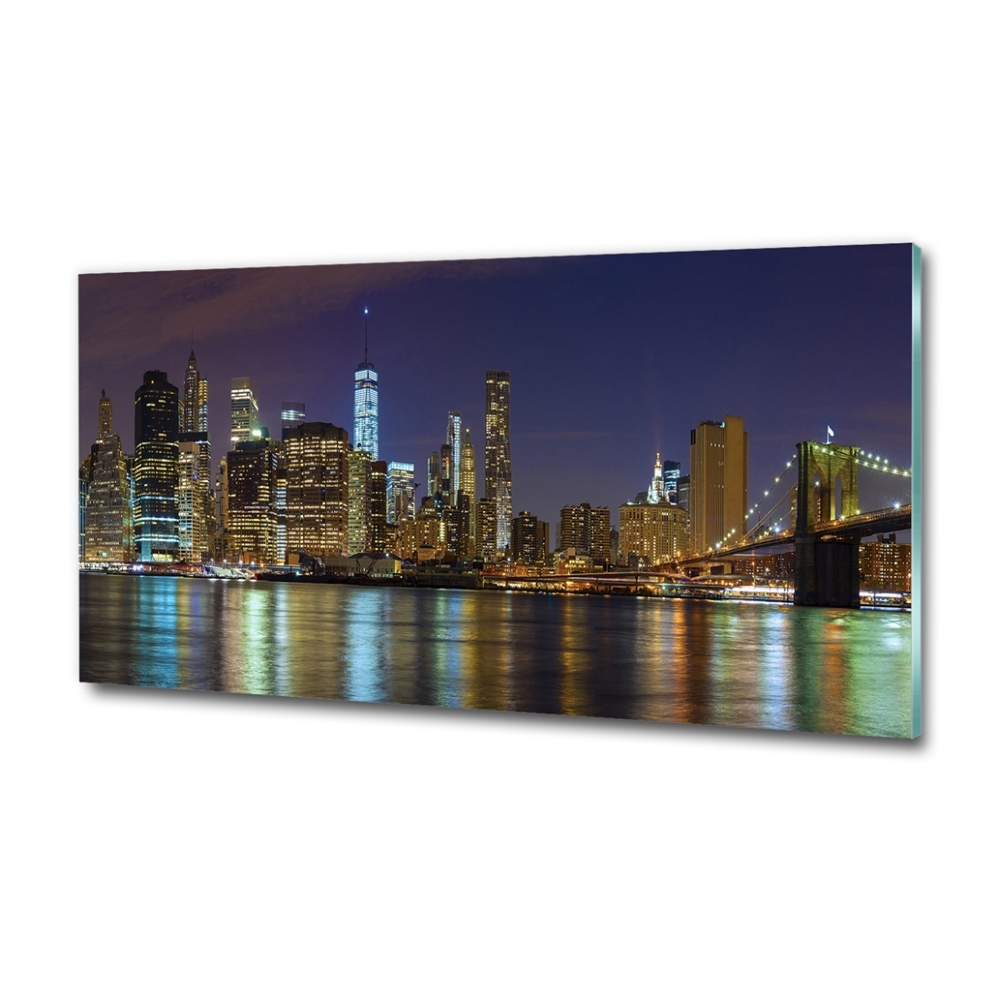 Glass wall art large Manhattan at night