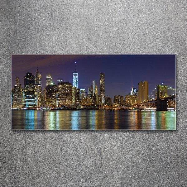 Glass wall art large Manhattan at night