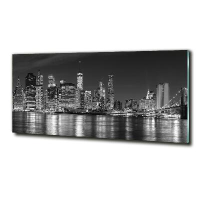 Glass wall art large Manhattan at night