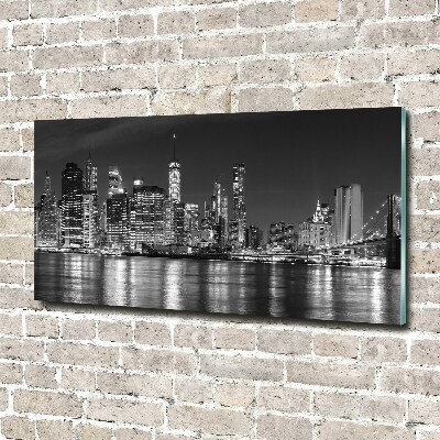 Glass wall art large Manhattan at night