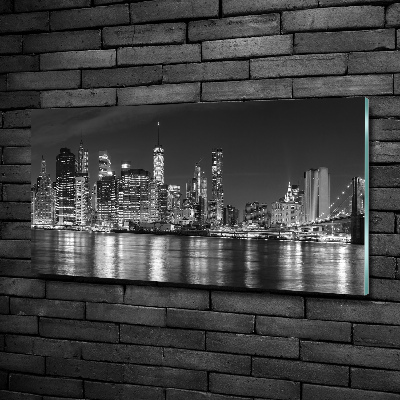 Glass wall art large Manhattan at night