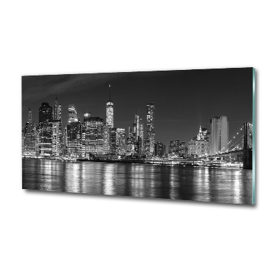 Glass wall art large Manhattan at night