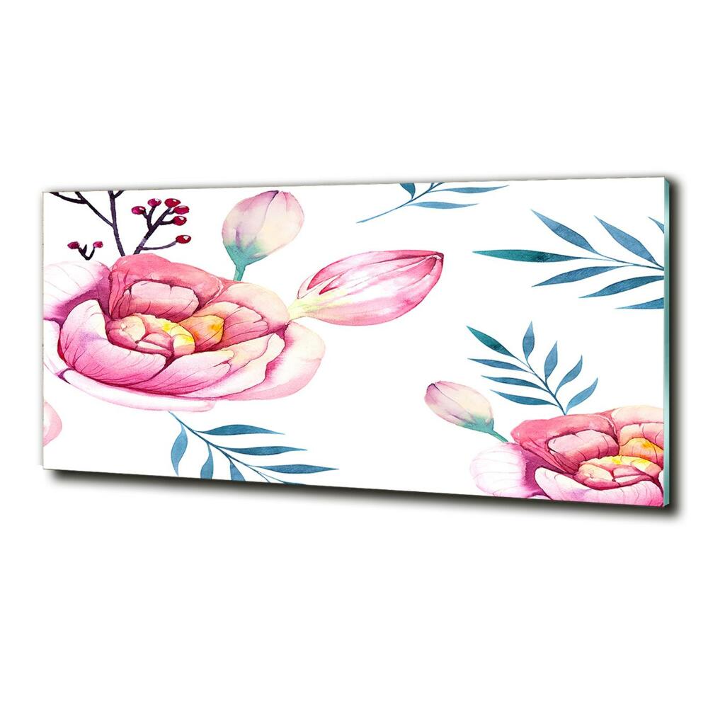 Glass picture wall art Floral pattern