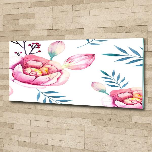 Glass picture wall art Floral pattern