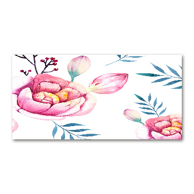 Glass picture wall art Floral pattern