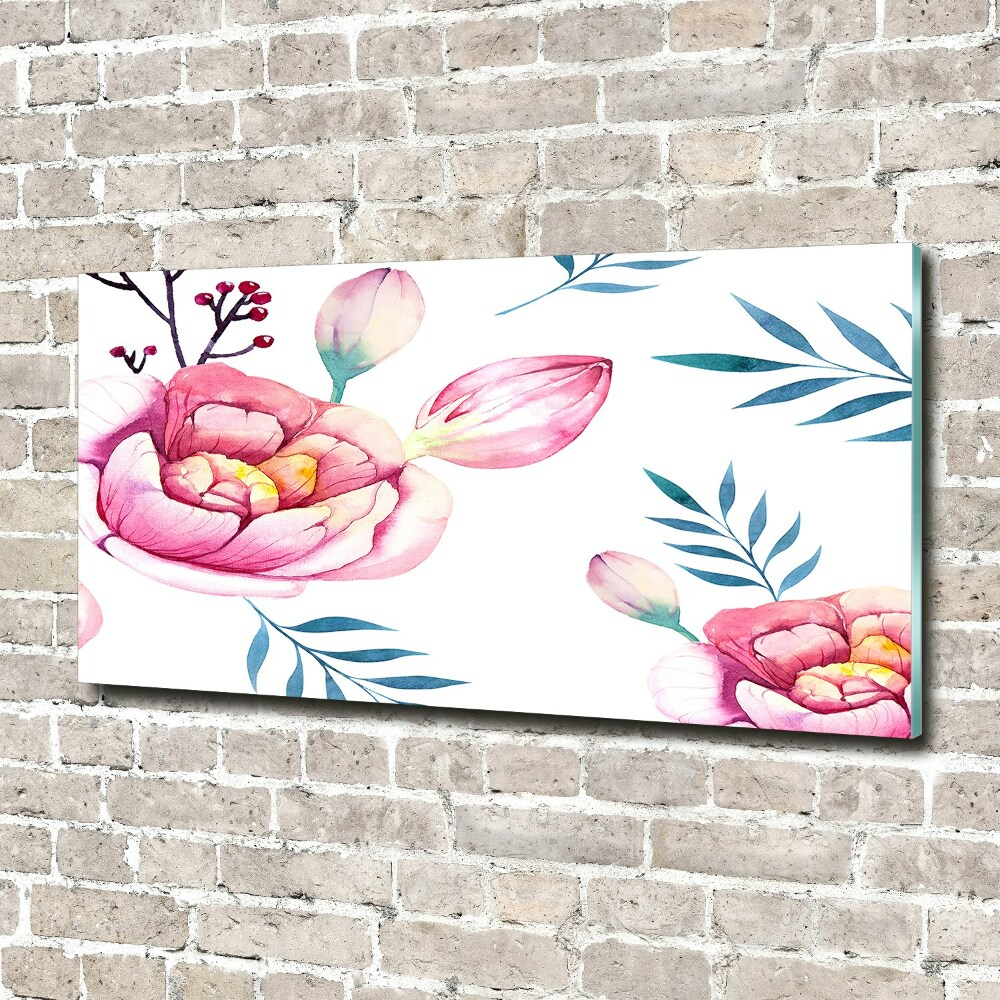 Glass picture wall art Floral pattern