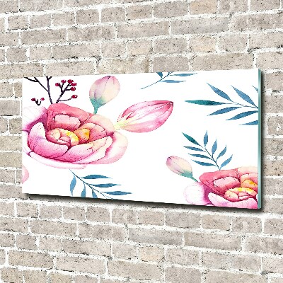 Glass picture wall art Floral pattern