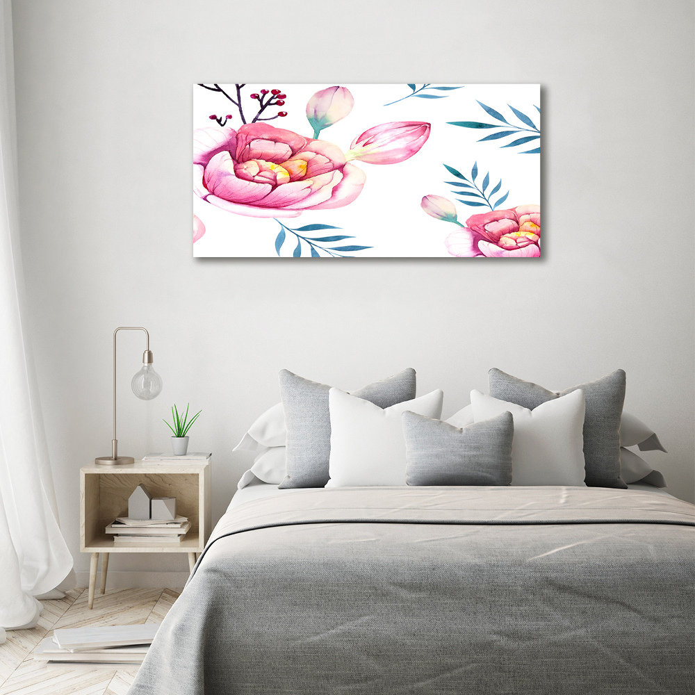 Glass picture wall art Floral pattern