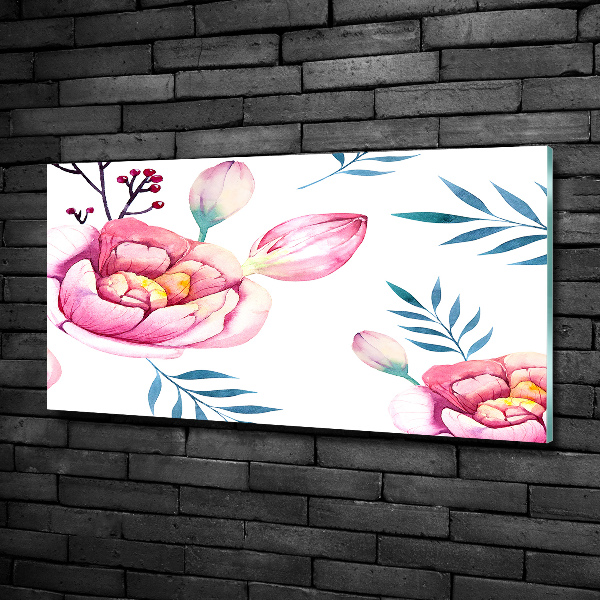 Glass picture wall art Floral pattern