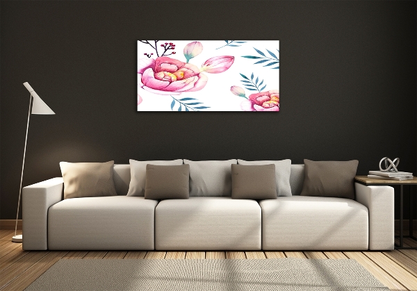 Glass picture wall art Floral pattern