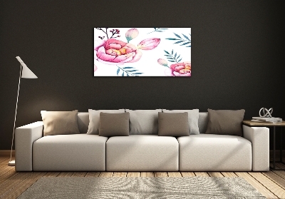 Glass picture wall art Floral pattern