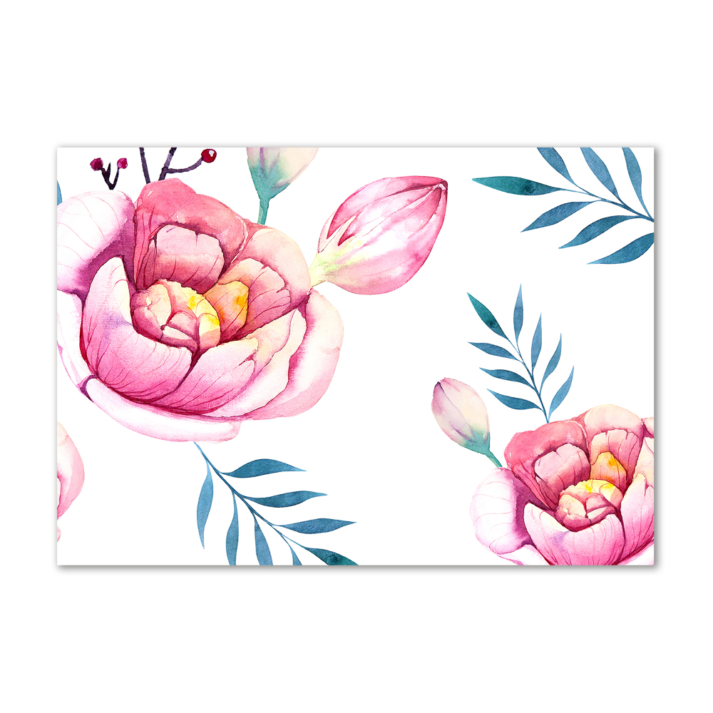 Glass picture wall art Floral pattern