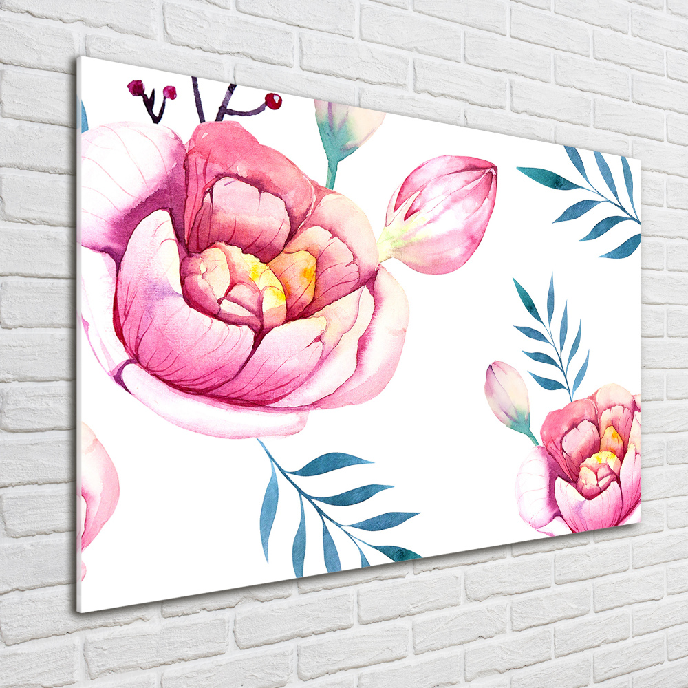 Glass picture wall art Floral pattern