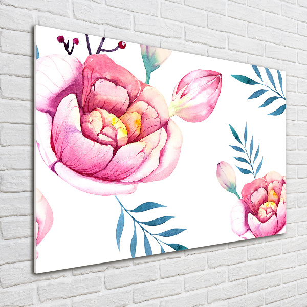 Glass picture wall art Floral pattern