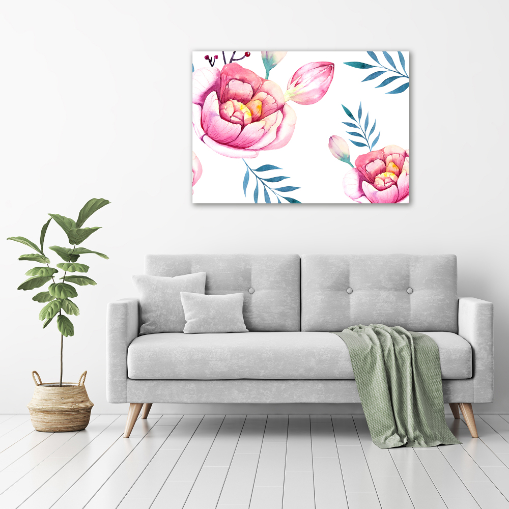 Glass picture wall art Floral pattern