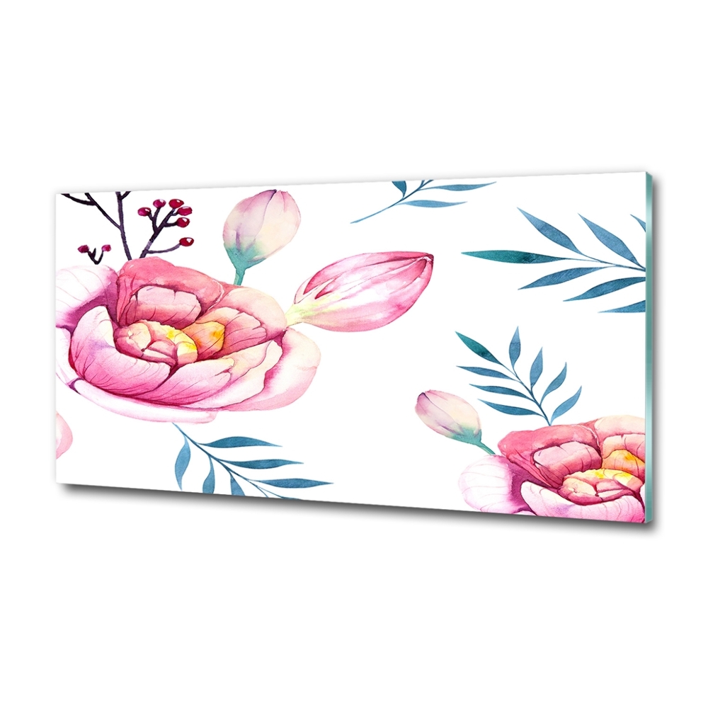 Glass picture wall art Floral pattern