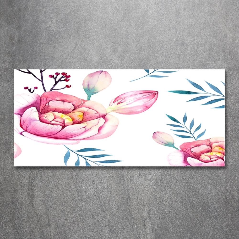 Glass picture wall art Floral pattern