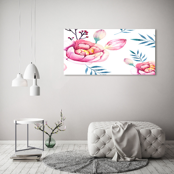 Glass picture wall art Floral pattern