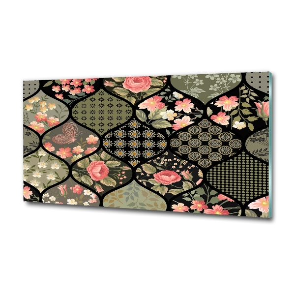 Glass picture wall art Floral pattern