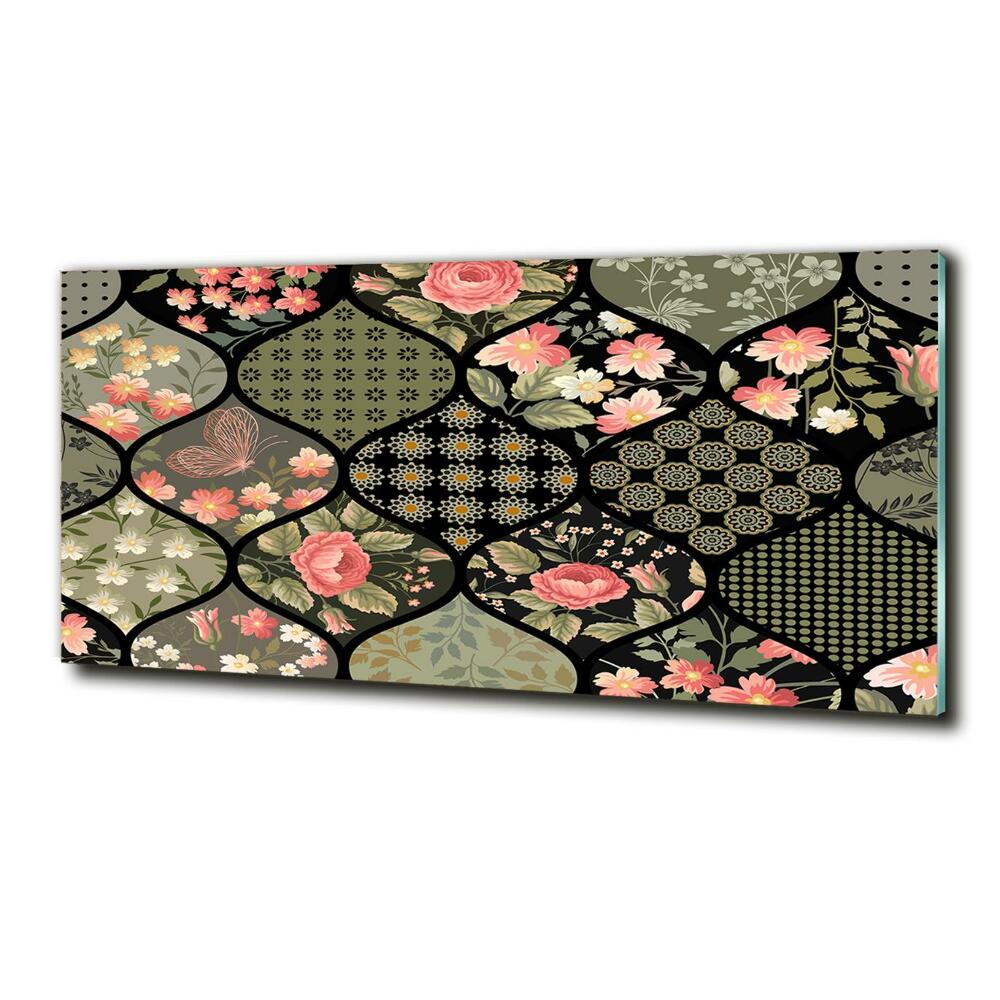 Glass picture wall art Floral pattern