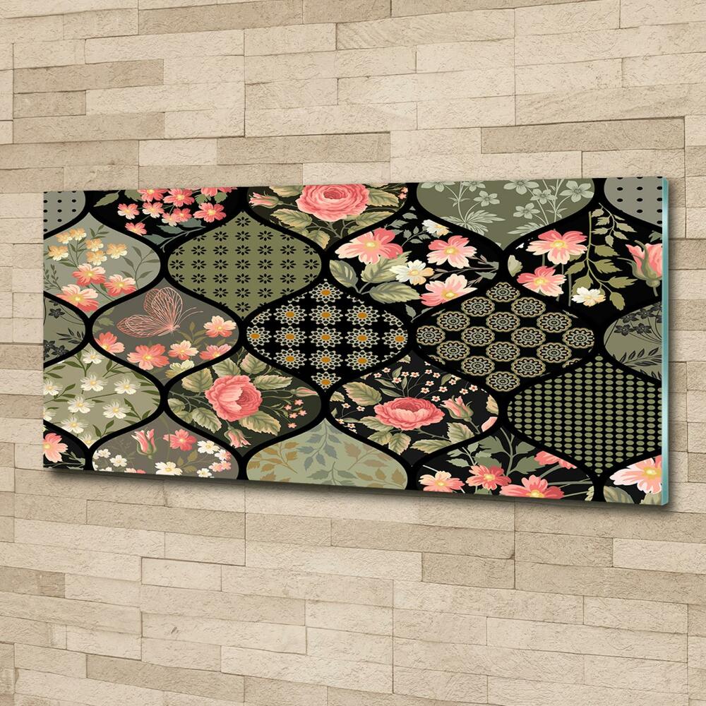 Glass picture wall art Floral pattern