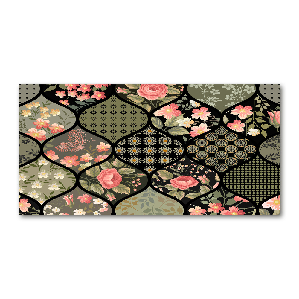 Glass picture wall art Floral pattern