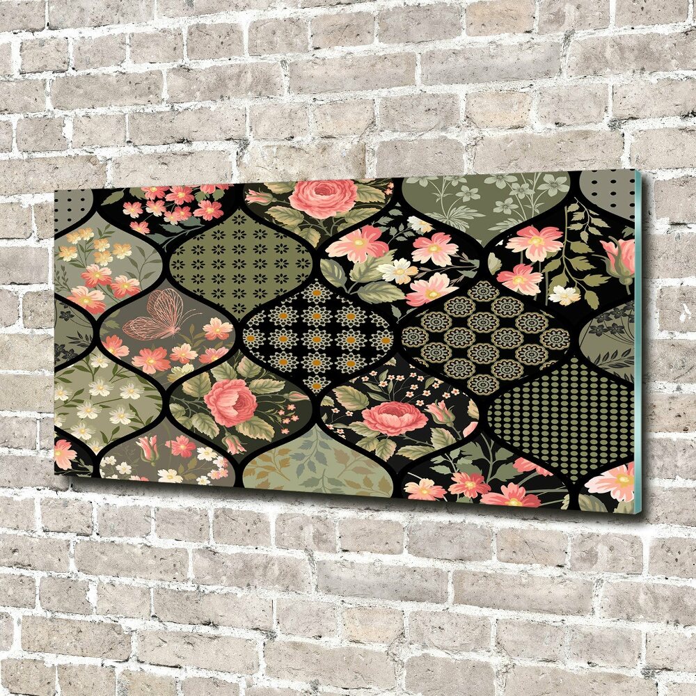 Glass picture wall art Floral pattern