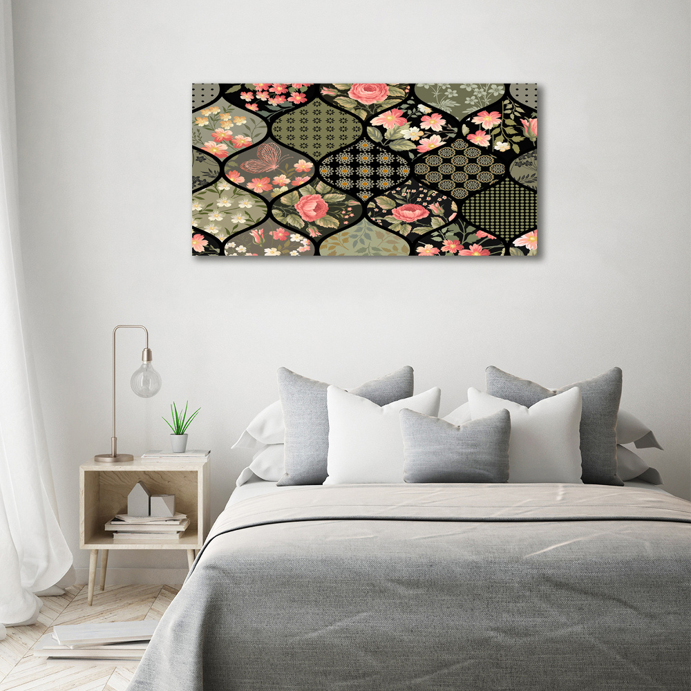 Glass picture wall art Floral pattern