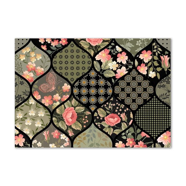 Glass picture wall art Floral pattern