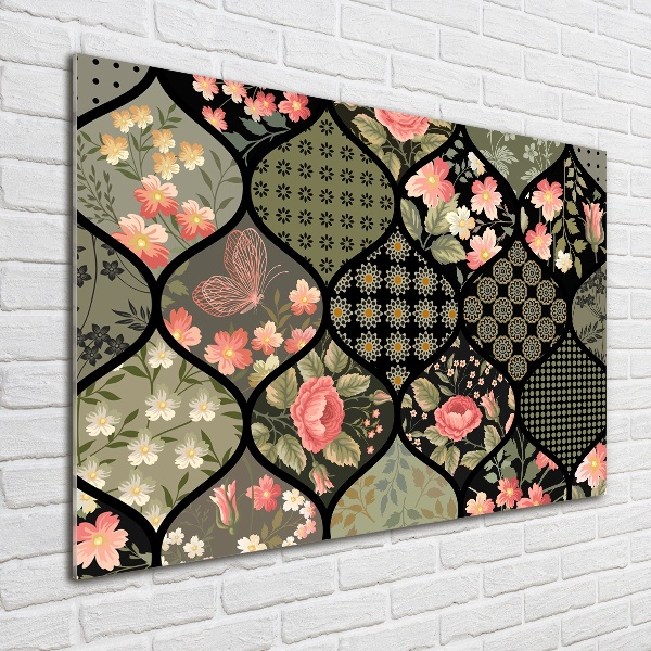 Glass picture wall art Floral pattern