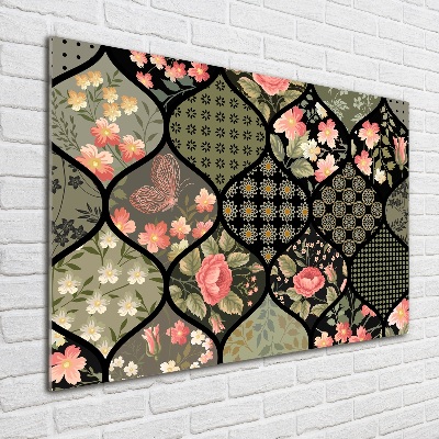 Glass picture wall art Floral pattern