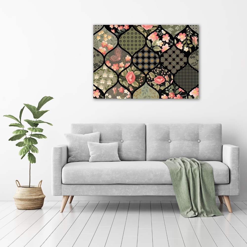 Glass picture wall art Floral pattern