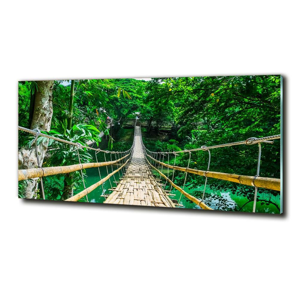 Glass wall art large Tropical forest bridge