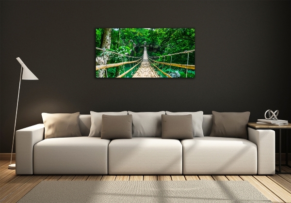 Glass wall art large Tropical forest bridge