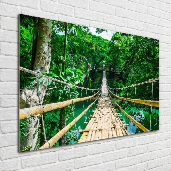 Glass wall art large Tropical forest bridge