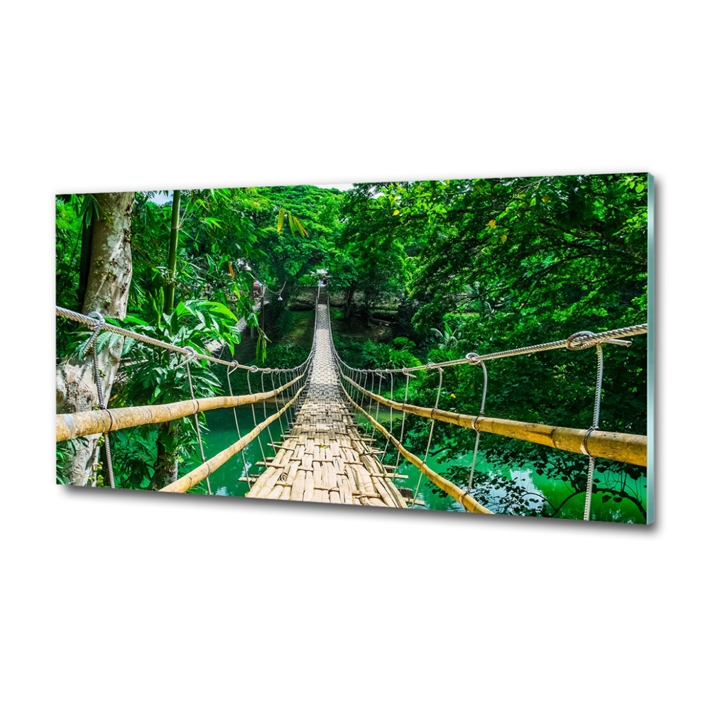 Glass wall art large Tropical forest bridge