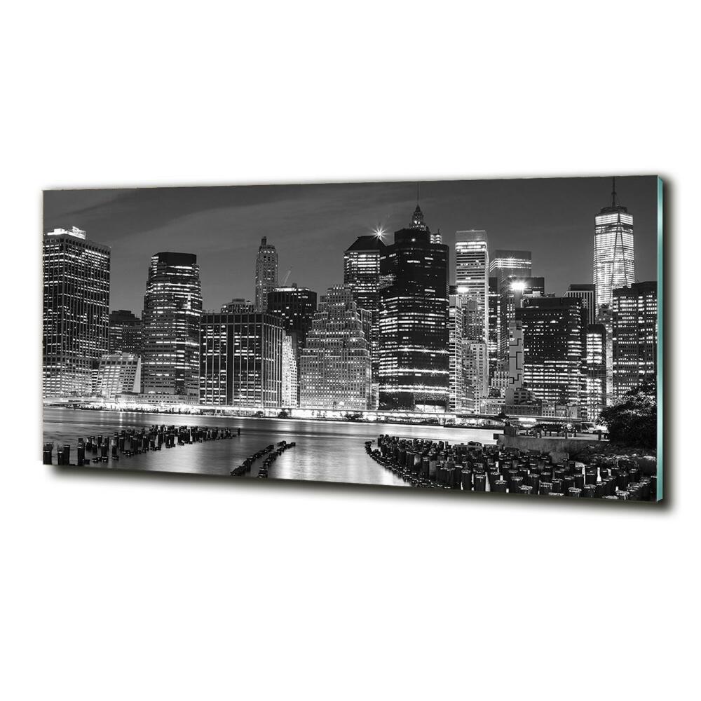 Glass wall art large Manhattan at night