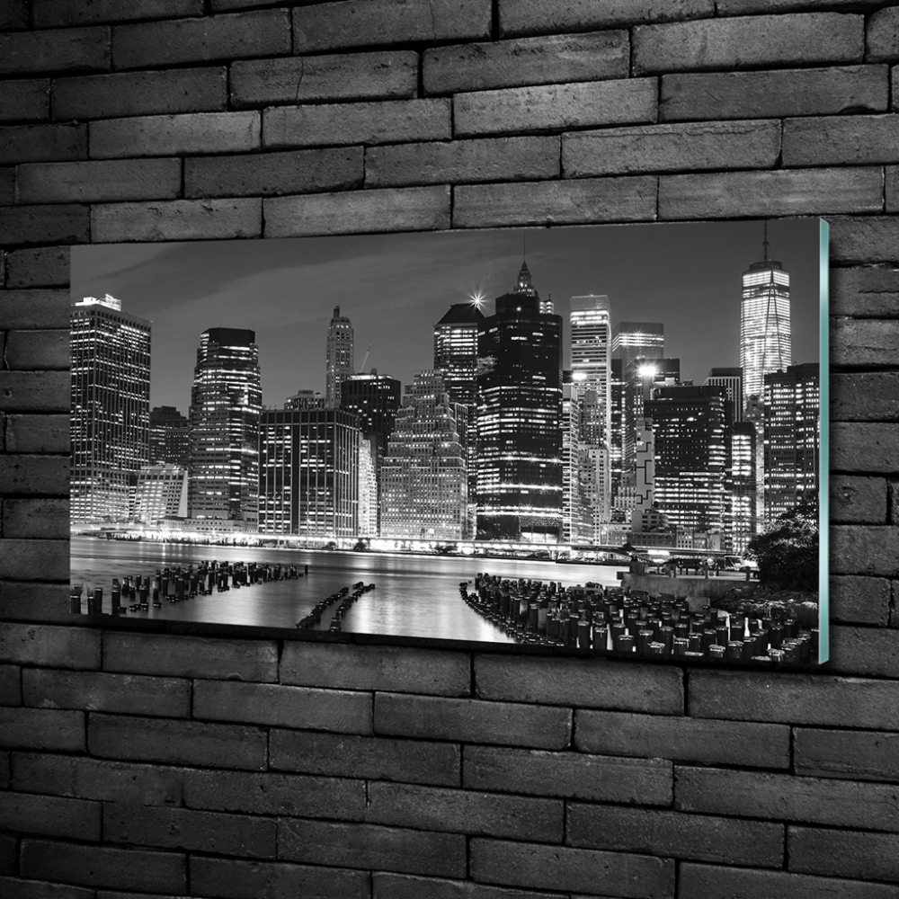 Glass wall art large Manhattan at night