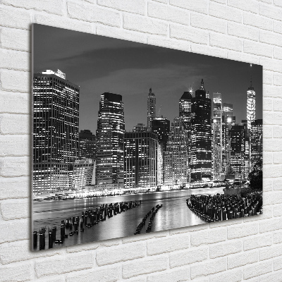 Glass wall art large Manhattan at night