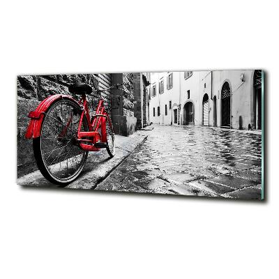 Glass wall art Red bike