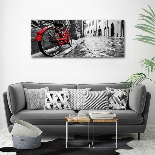 Glass wall art Red bike