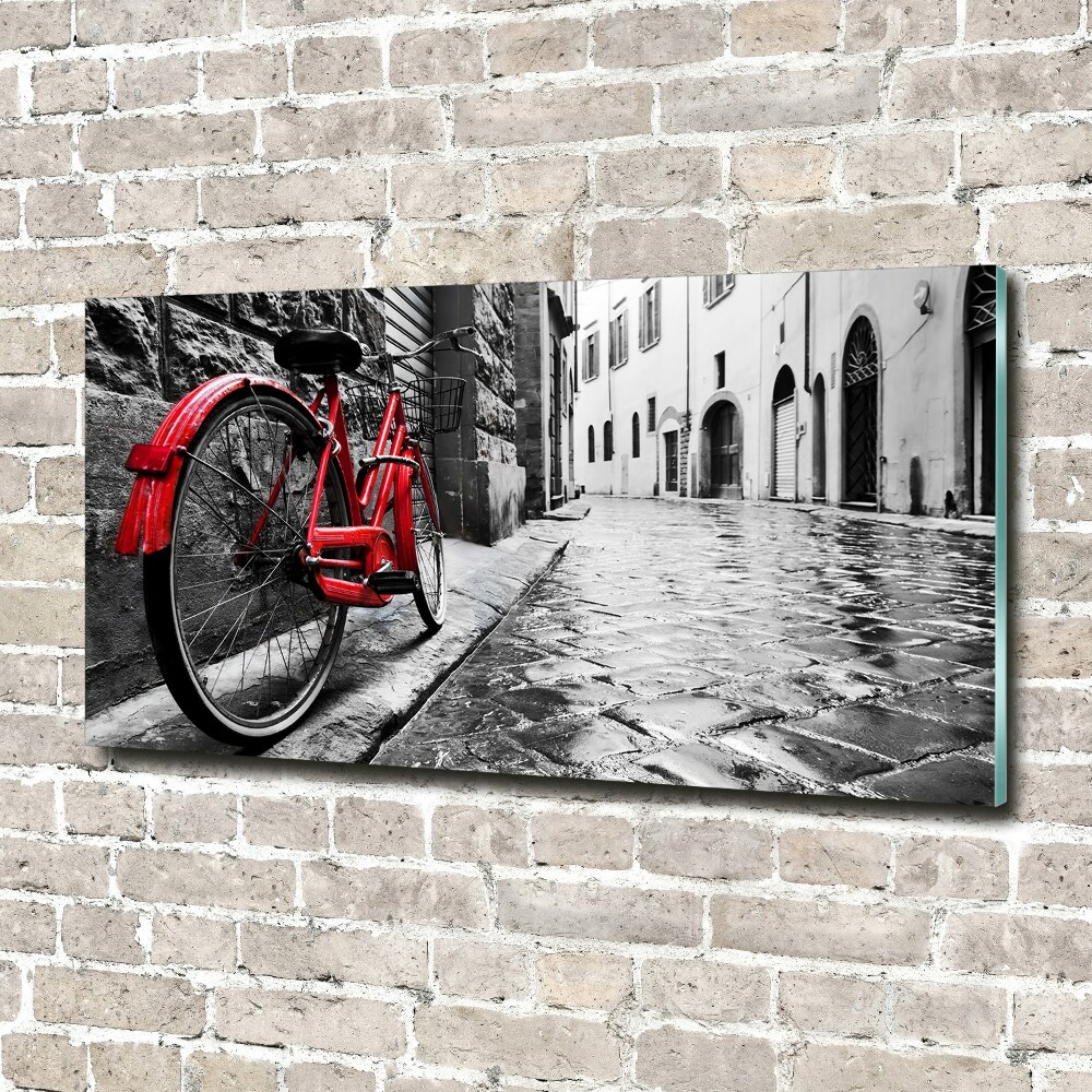 Glass wall art Red bike