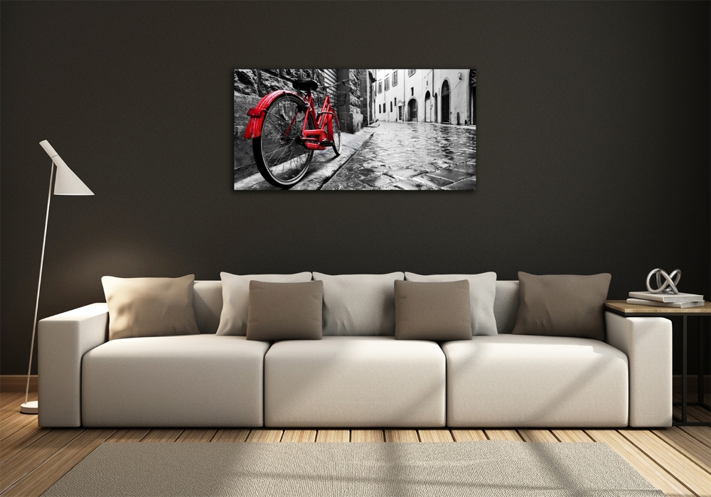 Glass wall art Red bike